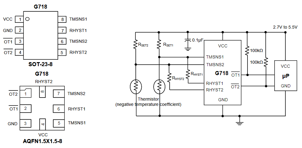 G718 台湾致新代理商 GMT 温度传感器和风扇控制器和风扇驱动器系列 热敏开关